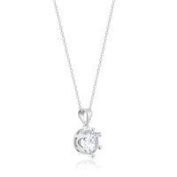 Silver Bold Solitaire Pendant with Link Chain