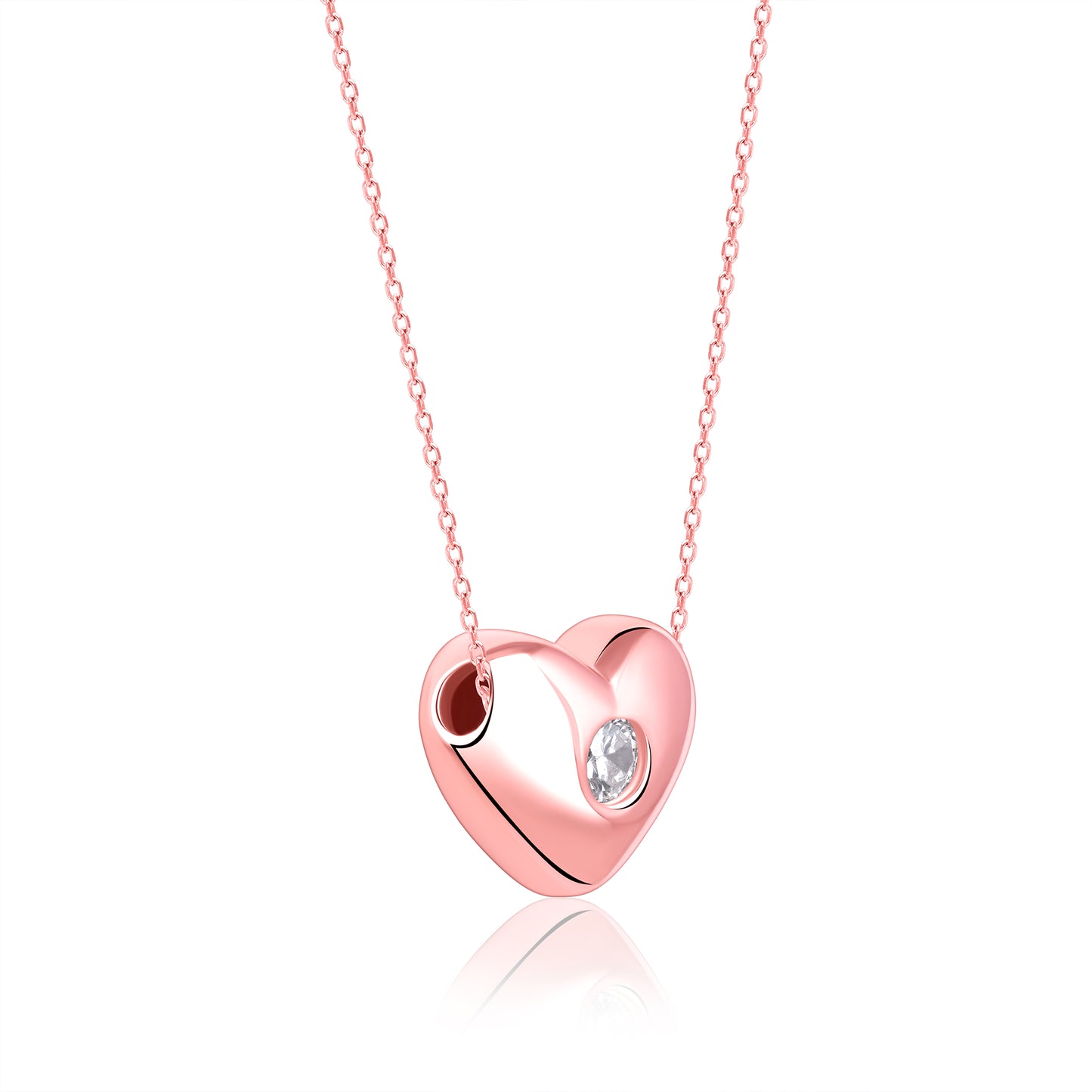 Chic Love Heart Rose Gold Pendant with Link Chain