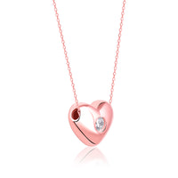 Chic Love Heart Rose Gold Pendant with Link Chain