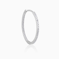 Simplicity in Radiance Zircon Silver Hoop Earrings
