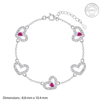 Romantic Red Heart Silver Bracelet