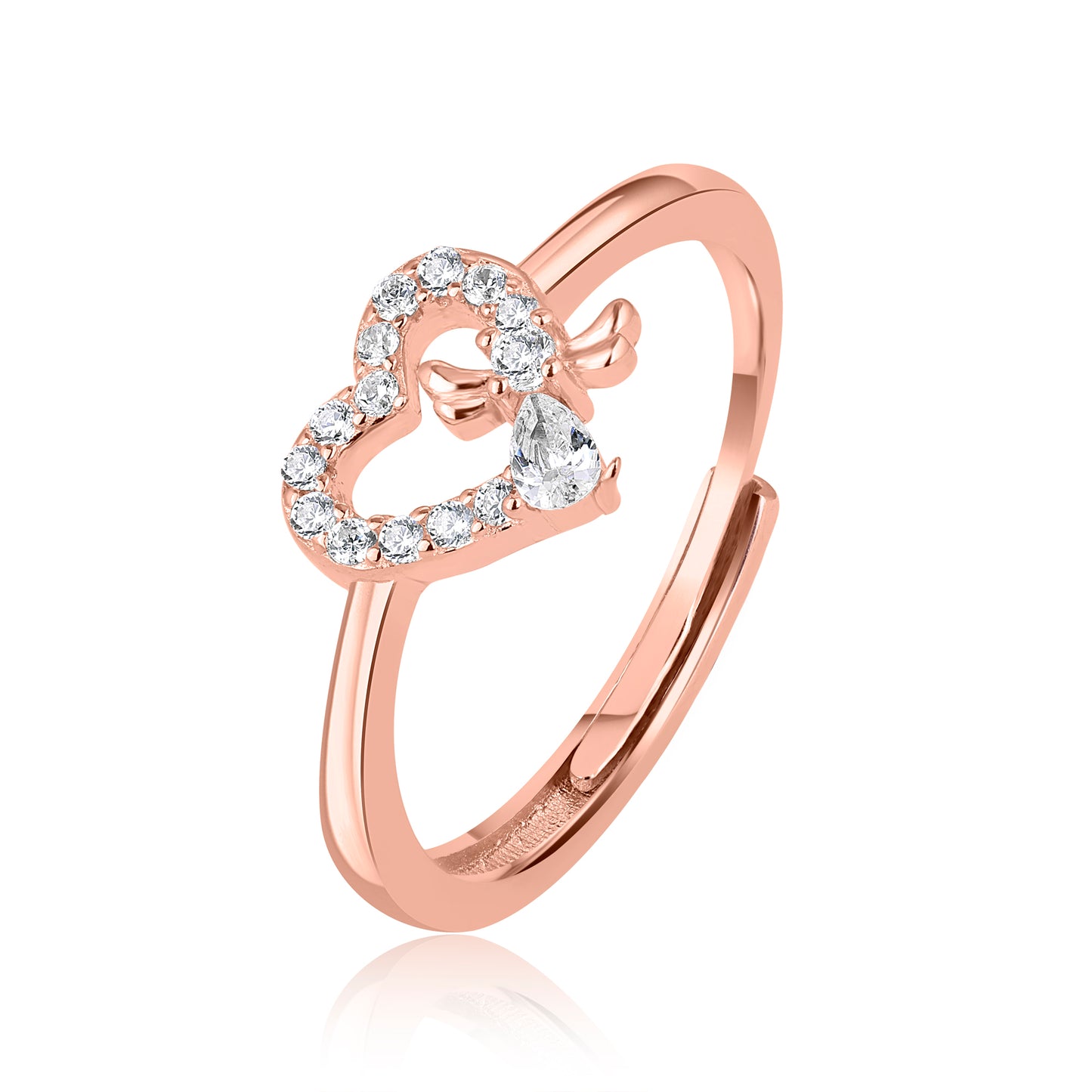 Bow Heart Rose Gold Ring