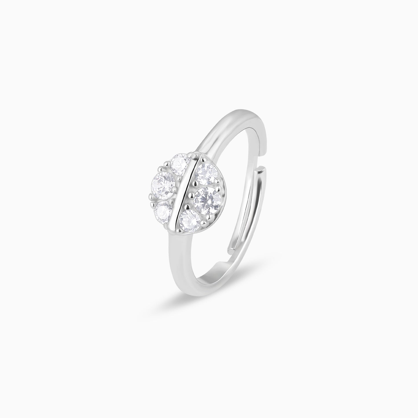 Gleaming Halo Zircon Silver Ring