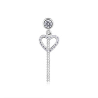 Silver Heart Drop Dangler Earrings