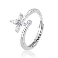 Floral Zircon Silver Ring