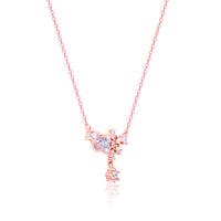Floral Rose Gold Pendant with Link Chain