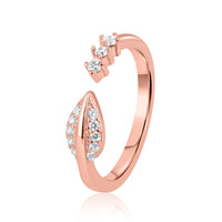 Triple Zircon Leafage Rose Gold Ring