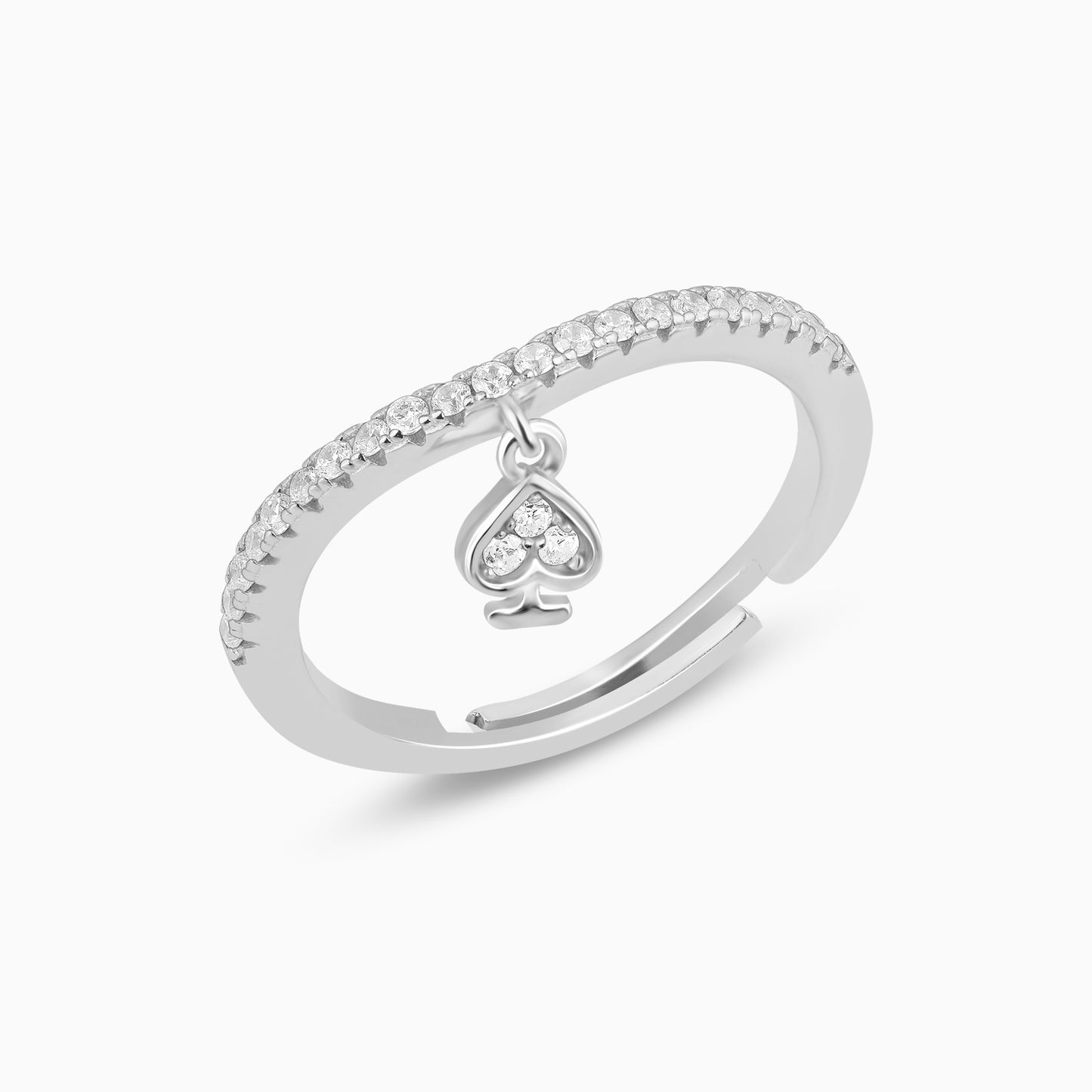 Love Heart Spade Sparkle Silver Ring