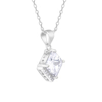 Modern Solitaire Zircon Silver Pendant with Link Chain