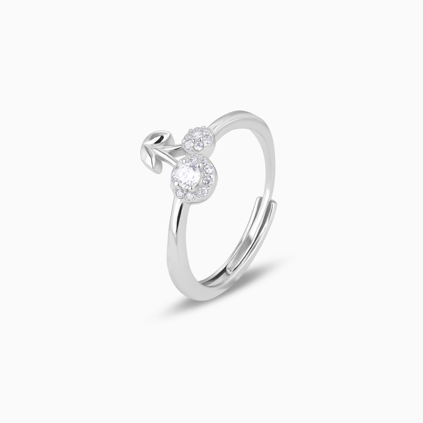 Cherry Duo Zircon Silver Ring