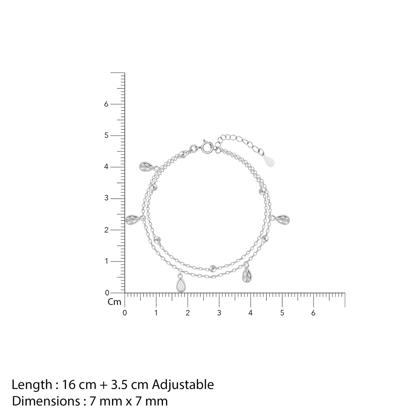 Sparkling Tear Drop Silver Bracelet