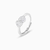 Heart Duo Embrace Silver Ring