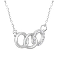 Silver Zircon Circle Pendant with Link Chain
