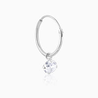 Droplet Dazzle Silver Hoop Earrings