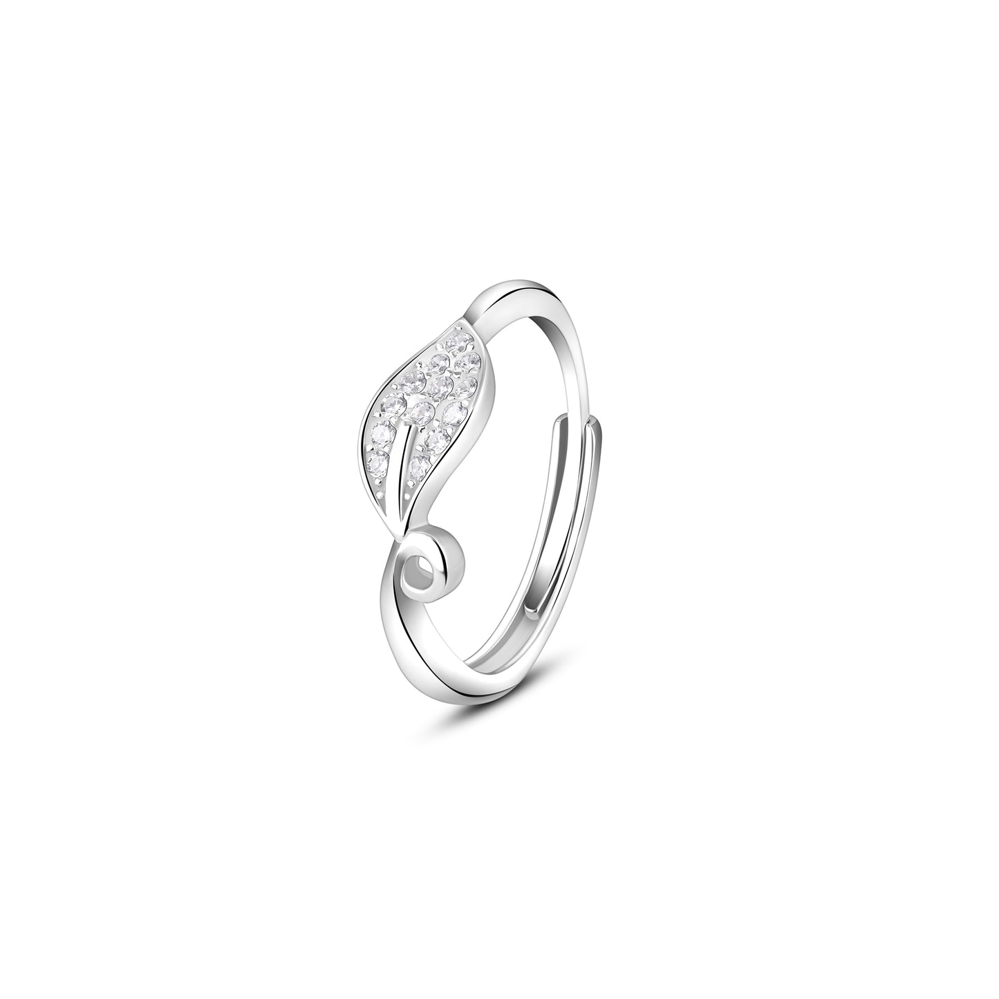 Leaf Poetry Zircon Silver Ring