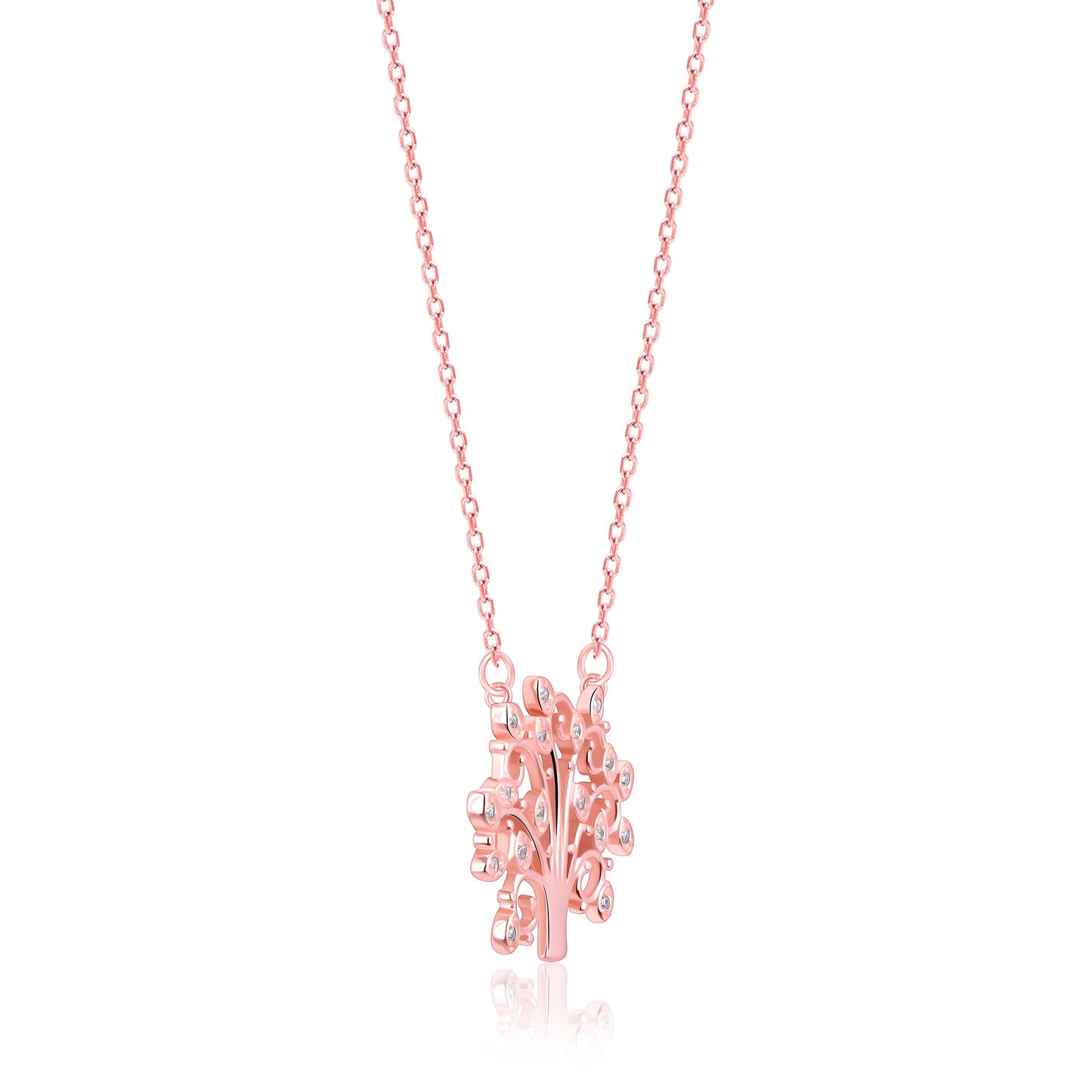 Tree of Wisdom Rose Gold Pendant with Link Chain