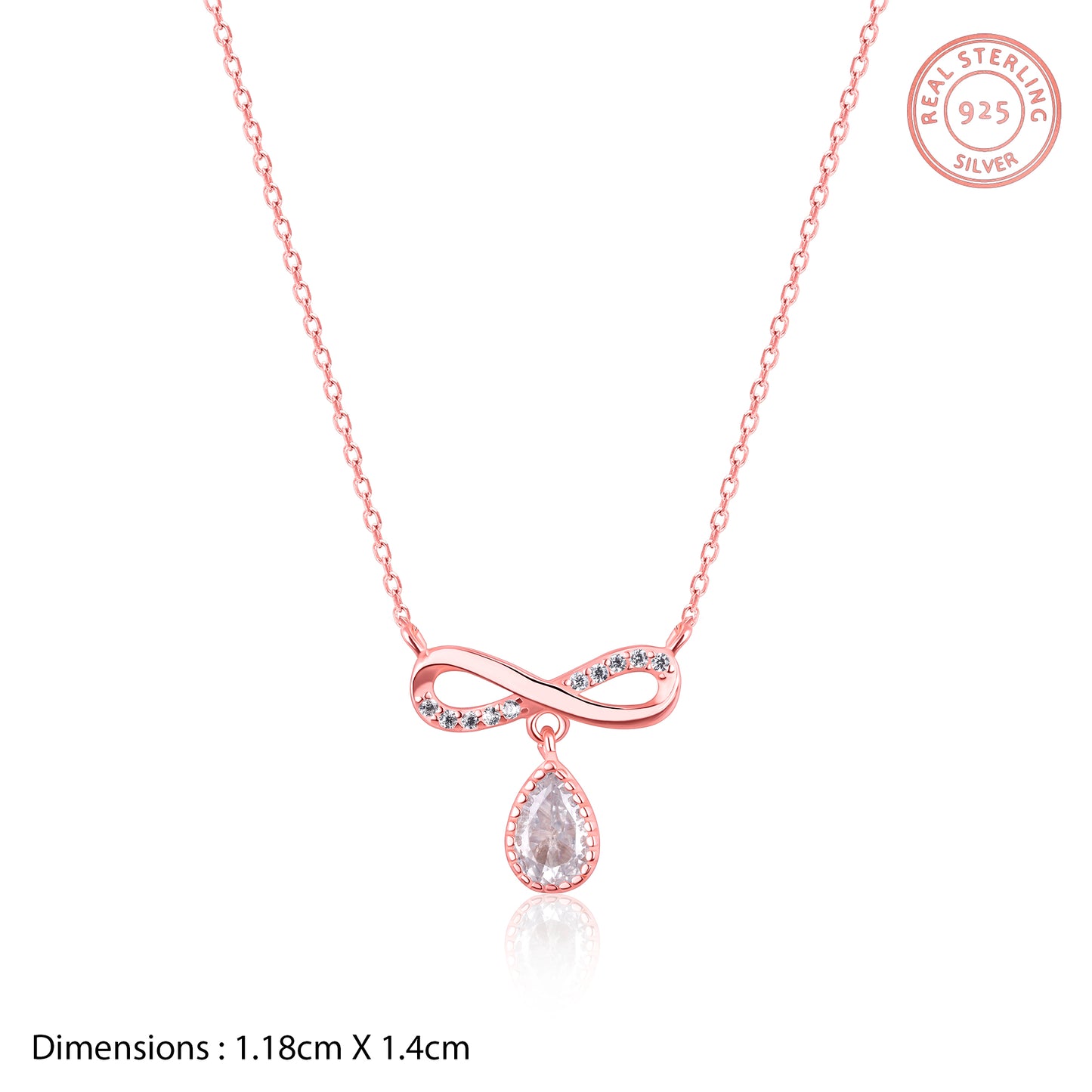Rose Gold Infinity  Pendant with Link Chain