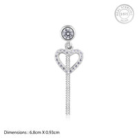 Silver Heart Drop Dangler Earrings