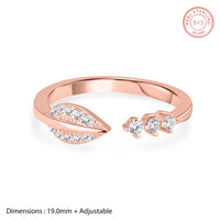 Triple Zircon Leafage Rose Gold Ring