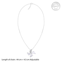 Silver Blossom Zircon Pendant with Link Chain