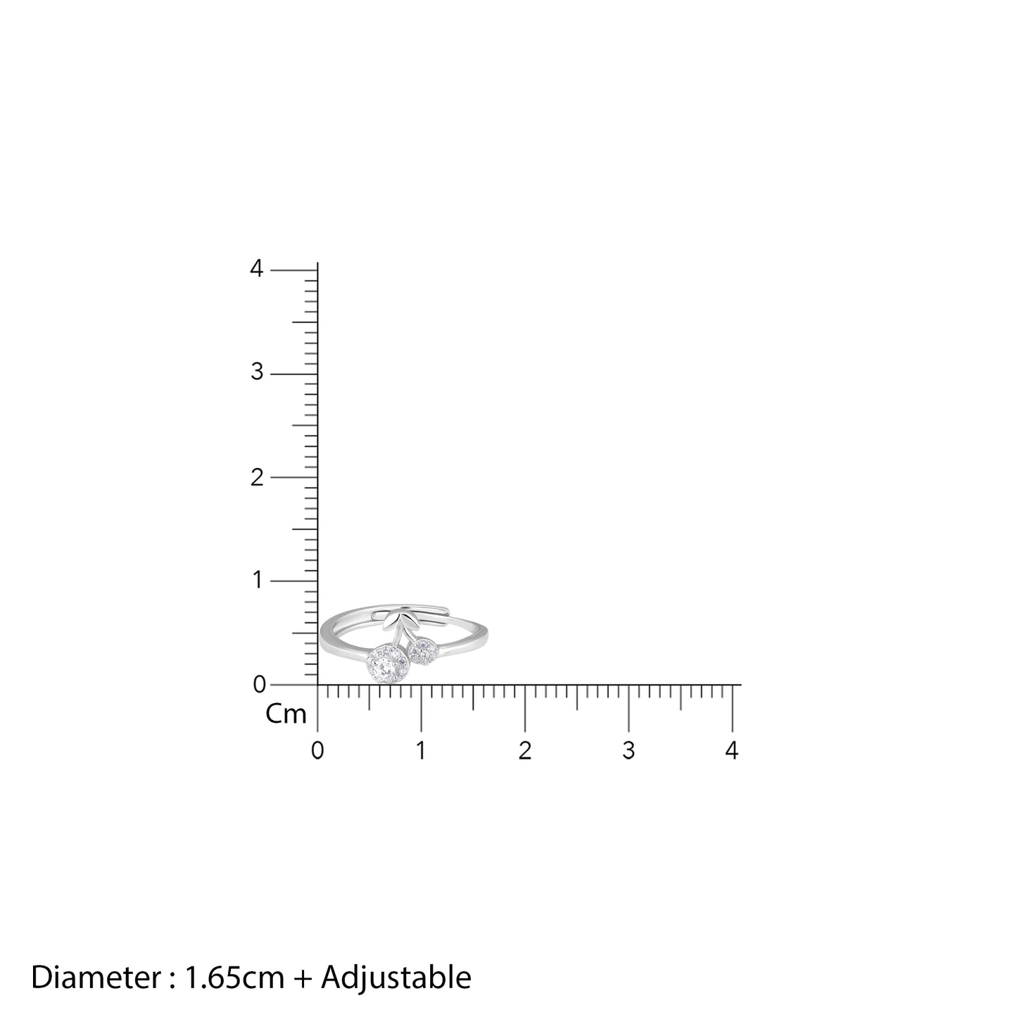 Cherry Duo Zircon Silver Ring