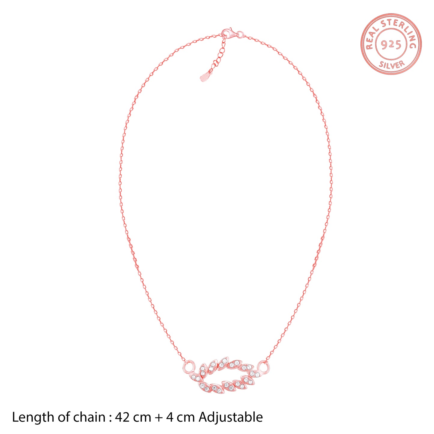 Rose Gold Leaf Cascade Pendant with Link Chain