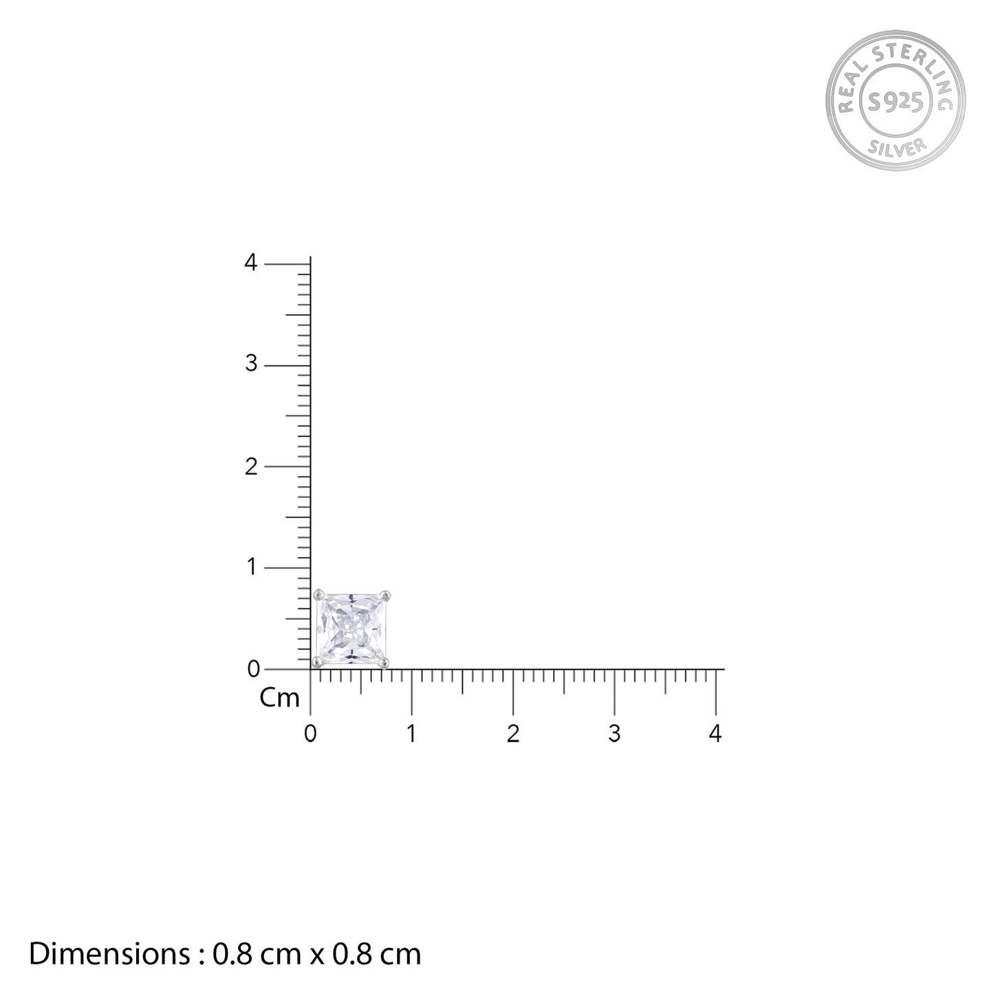 Silver Square Solitaire Studs