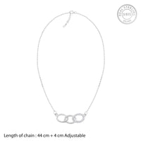 Silver Zircon Circle Pendant with Link Chain