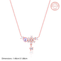 Floral Rose Gold Pendant with Link Chain