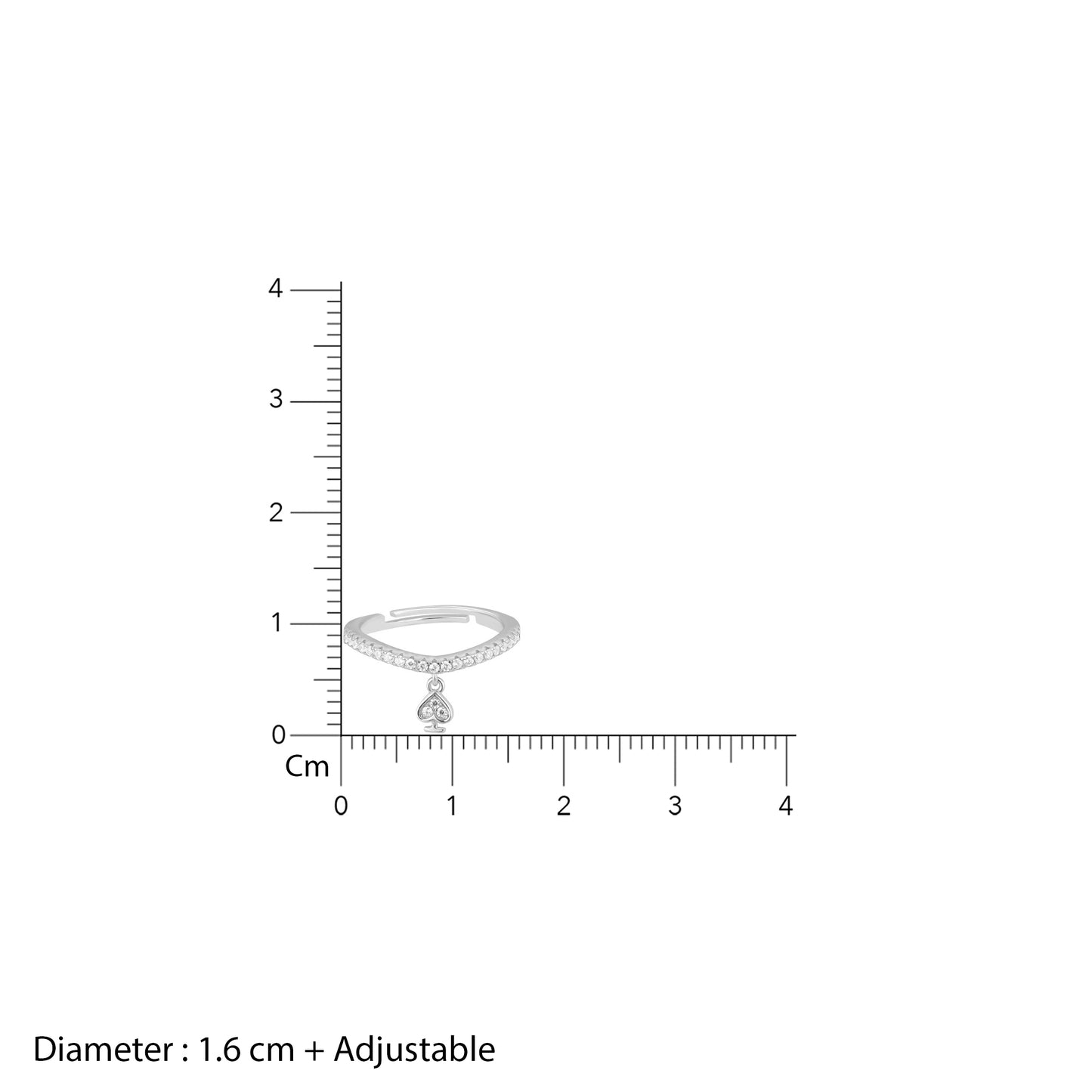 Love Heart Spade Sparkle Silver Ring