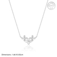 Triple Flower Silver  Zircon Pendant with Link Chain
