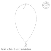 Silver Solitaire Heart Crown Pendant with Link Chain