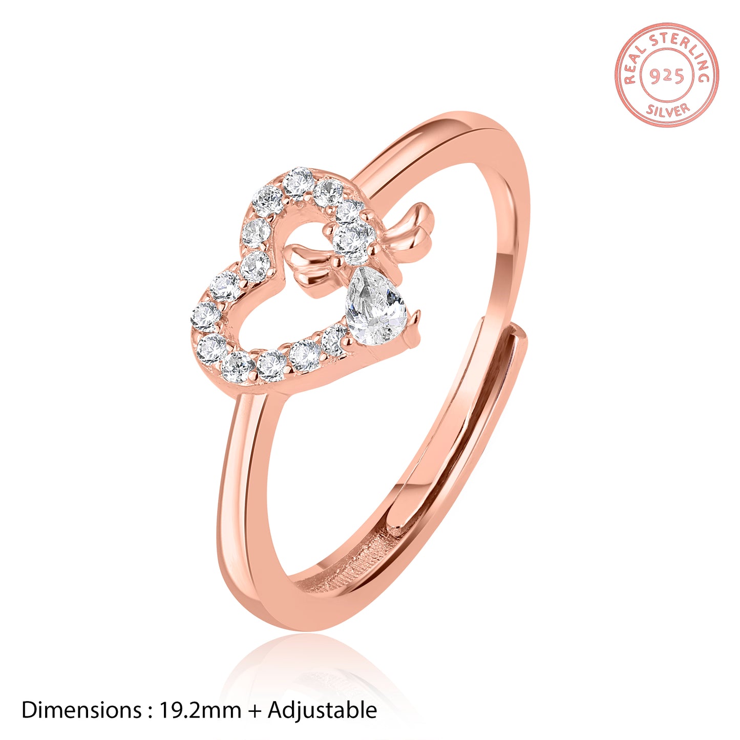 Bow Heart Rose Gold Ring