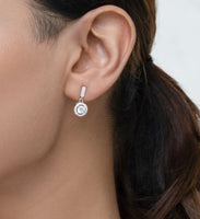 Silver Solitiare Zircon Hanging Ornate Drop Earrings