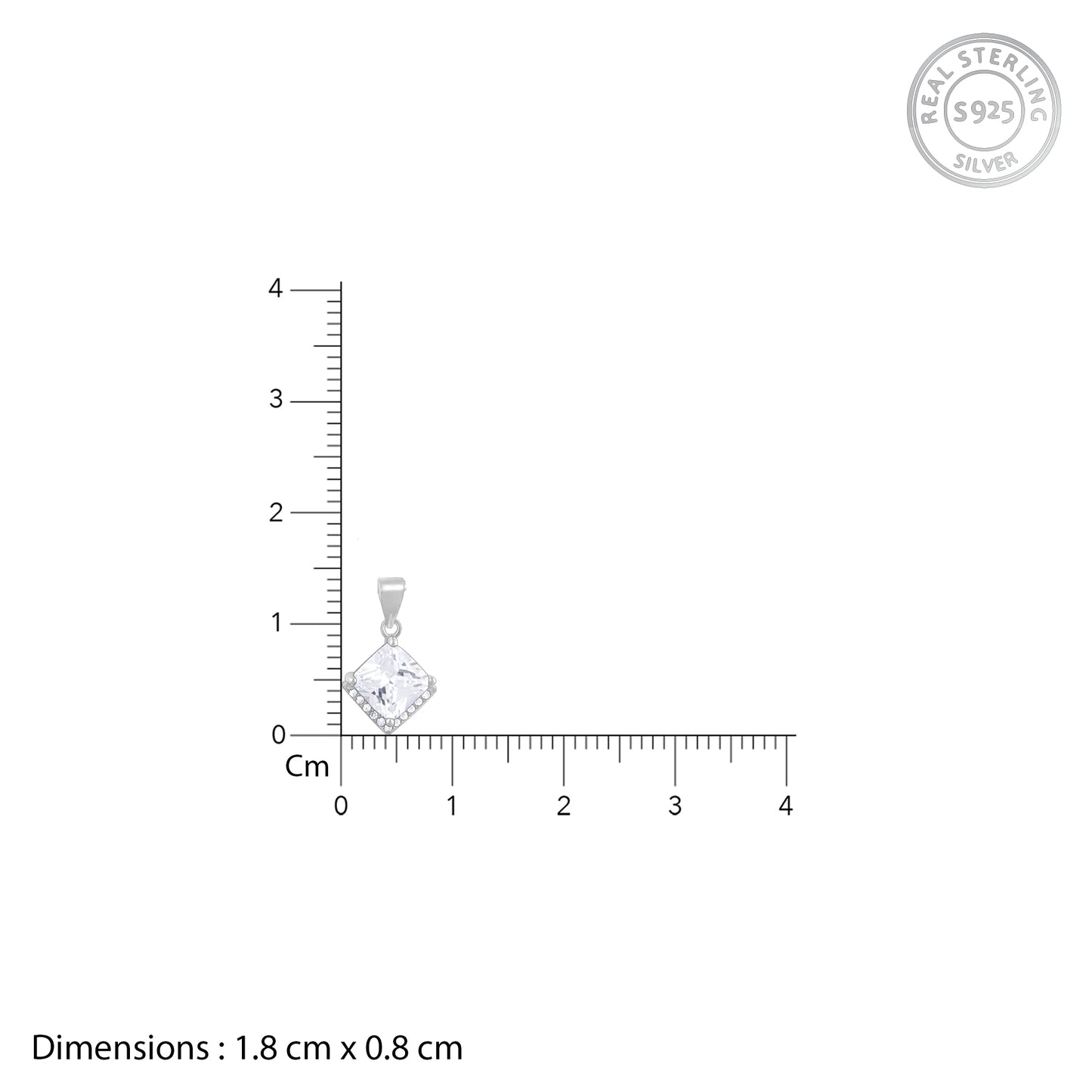 Modern Solitaire Zircon Silver Pendant with Link Chain