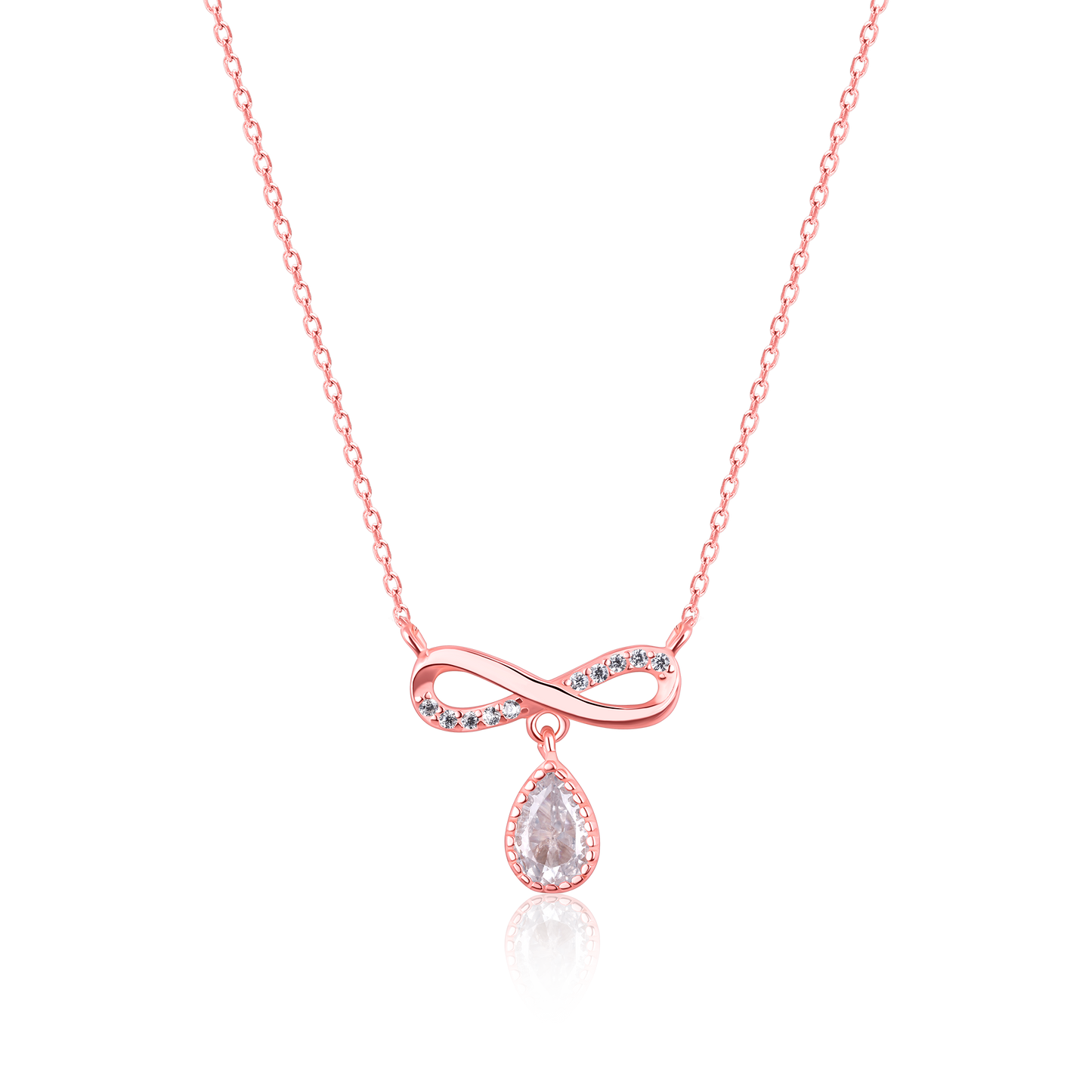 Rose Gold Infinity  Pendant with Link Chain