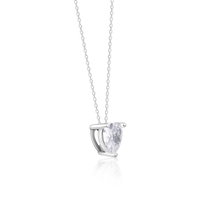 Silver Solitaire Heart  Pendant with Link Chain
