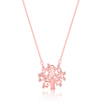 Tree of Wisdom Rose Gold Pendant with Link Chain