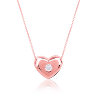 Chic Love Heart Rose Gold Pendant with Link Chain