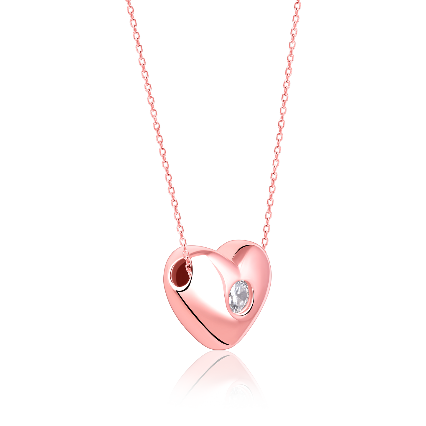 Chic Love Heart Rose Gold Pendant with Link Chain