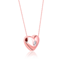 Chic Love Heart Rose Gold Pendant with Link Chain