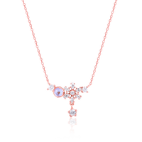 Floral Rose Gold Pendant with Link Chain