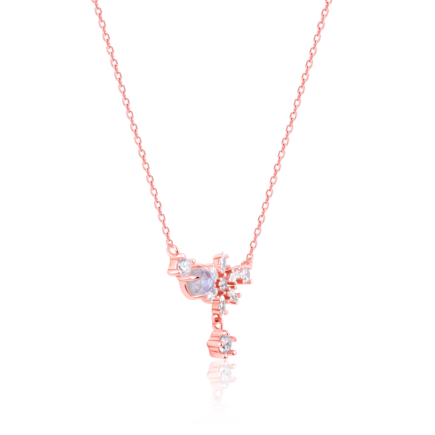 Floral Rose Gold Pendant with Link Chain