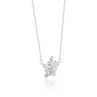 Silver Snowflake Floral Pendant with Link Chain