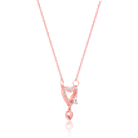 Linked Hearts Rose Gold Pendant with Link Chain