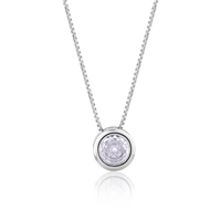 Silver Solitaire Opulent Pendant with Box Chain