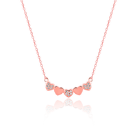 Rose Gold Cascade Heart Pendant with Link Chain