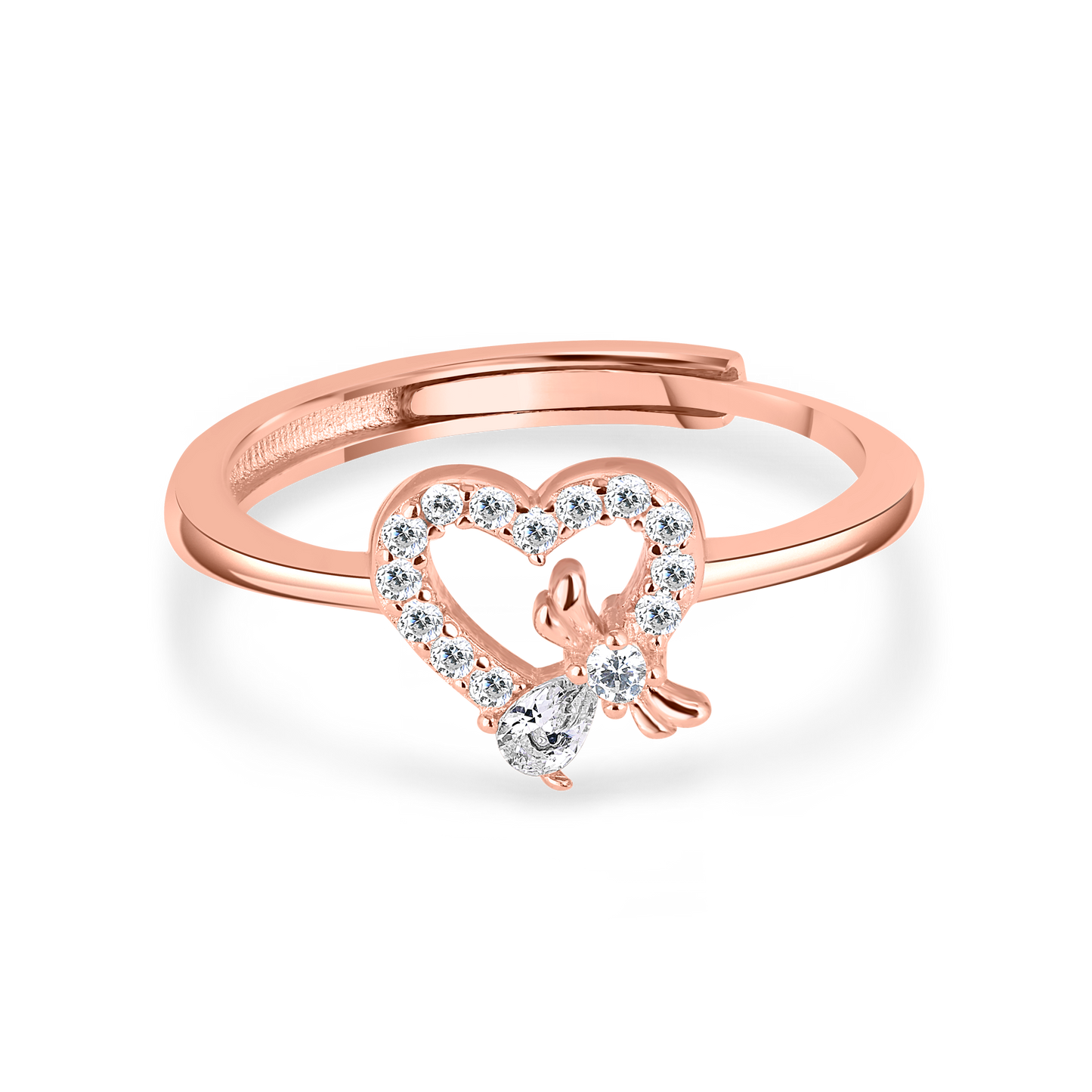 Bow Heart Rose Gold Ring