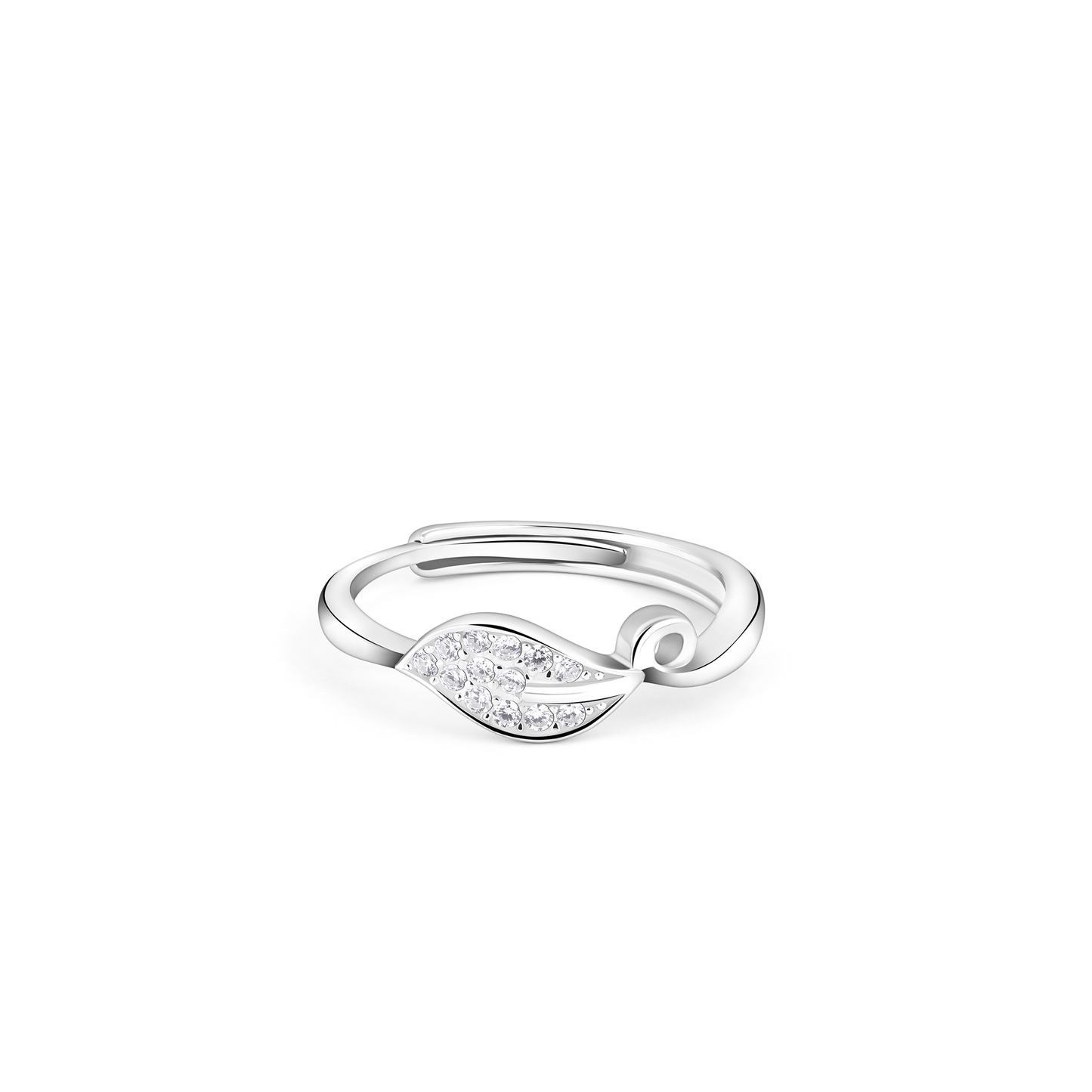 Leaf Poetry Zircon Silver Ring