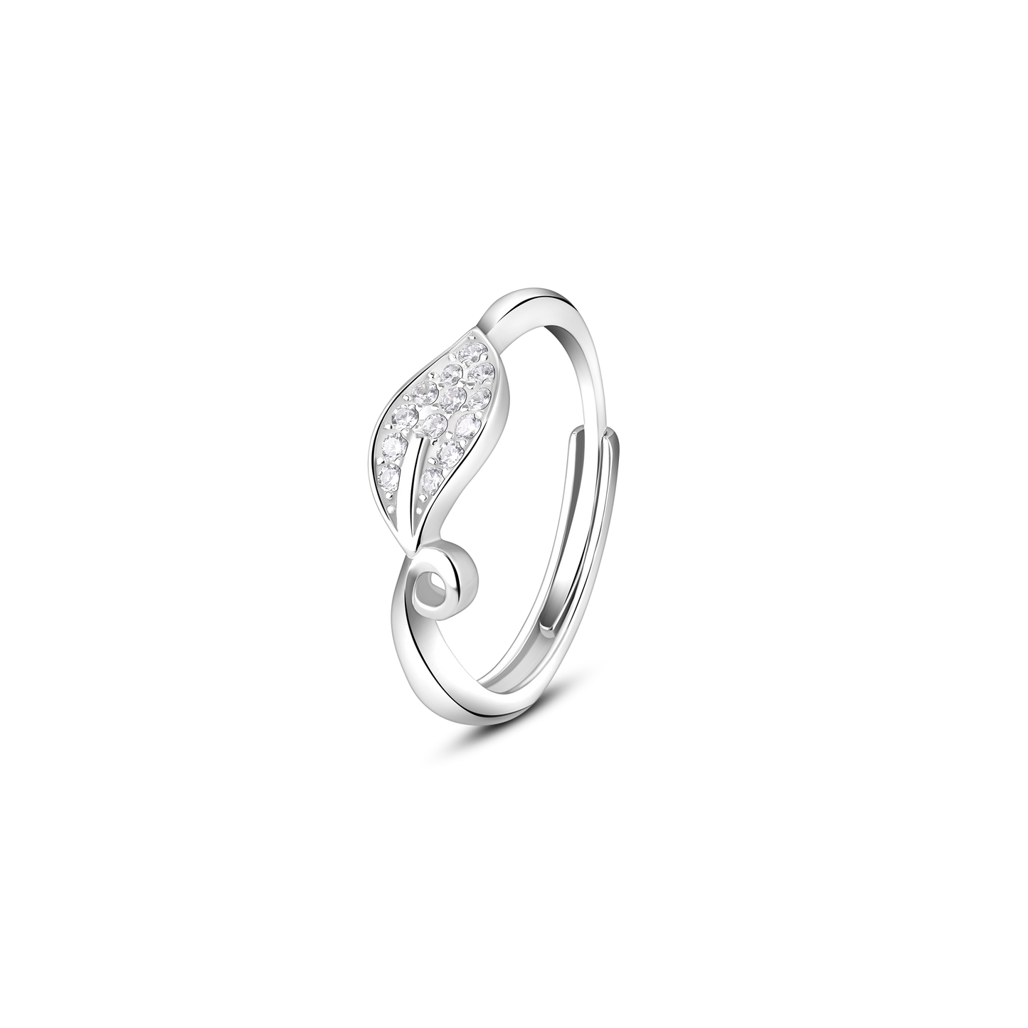 Leaf Poetry Zircon Silver Ring